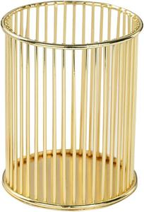 Contemporary Hollow <b>Grid</b> Gold <b>Metal</b> Pen Cup Modern Architectural Desktop Stationery Container - Product Image 4