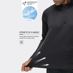 Camiseta Deportiva de Secado Rápido y Transpirable para Gimnasio, con Cierre de 3/4, Color Personalizable, Manga Larga, Cuello Alto, para Hombre - Product Image 6