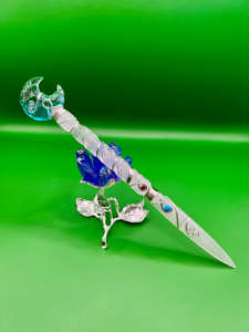 Varita en espiral de selenita envuelta en alambre de oro hecho a mano Aqva Opalite Moon pulido Reiki curación Magic Crystal Stick Feng Shui mascota - Product Image 4