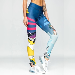 Wholesale 230gsm Custom Gym Fitness High <b>Waist</b> Sublimation Floral Water Print Milk Silk Womens <b>Leggings</b> - Product Image 3