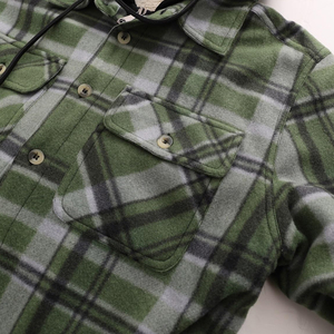 Camisa de franela a cuadros de manga larga informal vintage para hombre, sudadera con capucha de franela de manga larga para hombre - Product Image 5