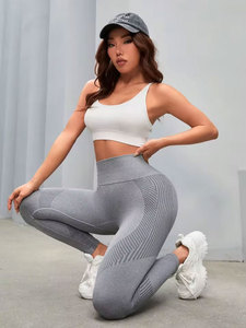 Pantalones de yoga de cintura alta para mujer al por mayor, pantalones de ejercicio para adelgazar la cadera, pantalones de running, mallas de fitness con control de abdomen y efecto lifting de vientre - Product Image 2