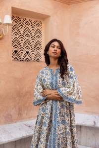 Floral Printed Eco-Friendly Maxi <b>Dress</b> Women <b>Loose</b> Fit O-Neck Boho Style Cotton Long Sleeve Tassel <b>Summer</b> Casual - Product Image 4