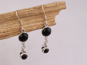 Vente en gros de boucles d'oreilles pendantes en argent sterling 925 avec onyx noir, pierres précieuses naturelles, boucles d'oreilles pendantes pour femmes, bijoux faits à la main, cadeau - Product Image 5