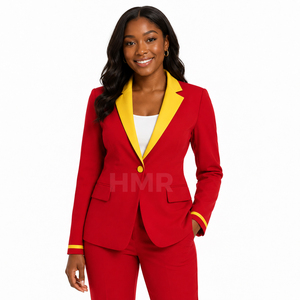 Blazer en laine et polyester HMR Sorority Sisterhood rouge et jaune, anti-plis, col cranté, nouvelle mode, manteau élégant - Product Image 1