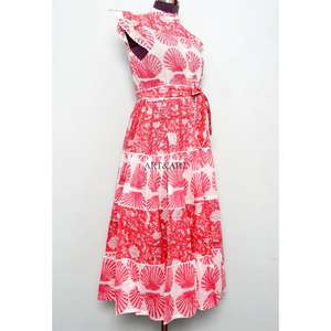 Women's Summer Maxi Dress 100% Cotton Floral Print Eco-Friendly Sweet Party Gown Casual Daily Wear Button Decoration Natural - Product Image 5