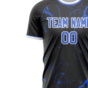Camiseta de Fútbol para Hombre con Estampado por Sublimación en Contraste Azul y Negro, Precio Económico, Personalizable, Ropa Deportiva de Fútbol de Manga Corta para Fanáticos - Product Image 5