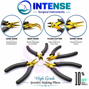 Big Sale INTENSE SURGICAL INSTRUMENTS 4 Piece Jewelry Making <b>Pliers</b> <b>Set</b> Custom Color Handles Stainless Jewelry Tools Jewelry - Product Image 1