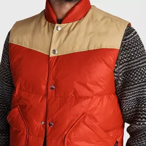 Men's <b>Silver</b> Sleeveless Puffer Vest Stand Collar Zipper Closure Windproof Polyester Winter Casual <b>Jacket</b> - Product Image 3