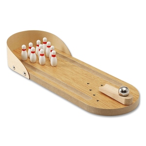 Handcrafted Wooden Tabletop <b>Bowling</b> Game Set With Mini Pins And Steel Ball Fun Portable Arcade Toy For Kids And Adults Enjoyment - Product Image 2