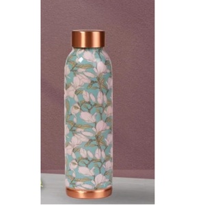 Bouteille d'eau élégante multicolore en cuivre pur avec protection anti-fuite avancée et bienfaits pour la santé ayurvédique et le yoga sans raccords - Product Image 6
