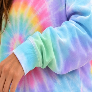 Sweat-shirt tie-dye pour femme, col rond, manches longues, motif arc-en-ciel, pull tricoté décontracté, vêtement de printemps, coupe confortable - Product Image 6