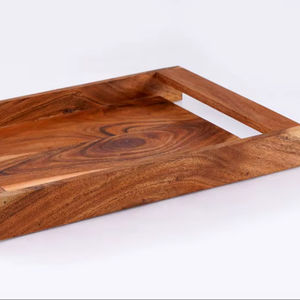 Plateau de service en bois avec poignées, plateau en bois artisanal, petit plateau de cuisine vintage, plateau shabby chic, plateau vintage - Product Image 1