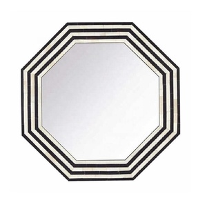 Modern Octagon Wall <b>Mirror</b> with Black and <b>White</b> Striped <b>Frame</b> Decorative Glass <b>Mirror</b> Living Room Bedroom Entryway Decorative - Product Image 1