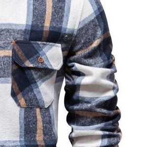 Camisa de franela cálida y cómoda para hombre, OEM ODM, con diseño clásico a cuadros, manga larga, con botones, para trabajo, uso casual y actividades al aire libre. - Product Image 4