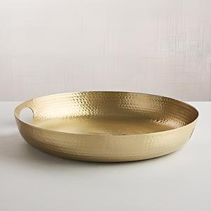Elegant Hotel Collection Brass <b>Serving</b> <b>Tray</b> with Smooth <b>Gold</b> Finish for Dining Table & Party Events Home Hotel Restaurant Decor - Product Image 1