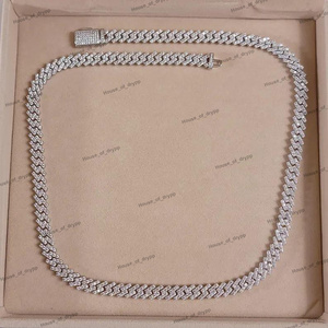Collar Cubano Miami con Incrustaciones de Plata, Cadena de Lujo Estilo Urbano, Collar de Plata Moderno para Fiestas - Product Image 2