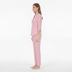 Conjunto de Uniforme Médico para Mujer Hawk Eye, Color Rosa, Blusa de Manga Tres Cuartos y Pantalones con Bolsillos, Tela Tejida - Product Image 2