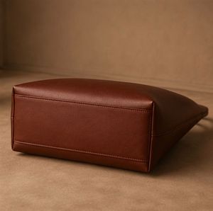 Bolso Tote de Cuero Genuino para Mujer, Estilo Casual Clásico Marrón, Gran Capacidad, Parte Superior Abierta, Dos Asas, Uso Diario - Product Image 5