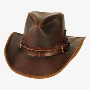 Chapeau de cowboy en cuir véritable pour homme, style vintage western ranch à large bord, directement de l'usine, faible MOQ, fournisseur en gros - Product Image 4