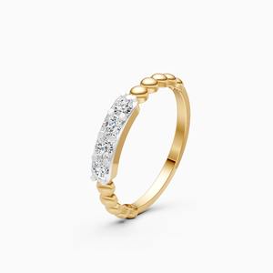 Anillo de diamantes con barra de cuentas de diamantes cultivados en laboratorio de 0.29 quilates en oro amarillo, blanco y rosa de 9 quilates - Product Image 1