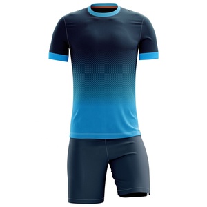 Ensemble de maillots de football rayés bleus et blancs personnalisés pour hommes adultes, polyester respirant, uniforme d'équipe à manches courtes - Product Image 3