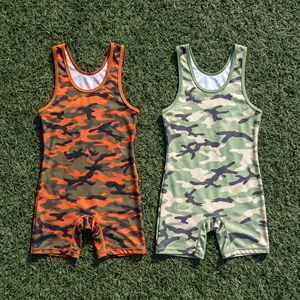 Maillots de lutte personnalisés en sublimation camouflage, tissu extensible 4 directions en spandex, maillot de lutte sans manches, USA World Tops - Product Image 1