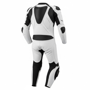 Traje de Carreras de Motocicleta Profesional Blanco y Negro de Una Pieza, Armadura de Nivel 2 CE, Traje de Pista de Cuero Vacuno de 1.3 mm, Fabricación Personalizada OEM - Product Image 2