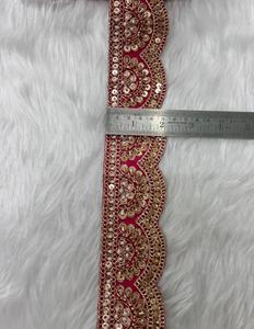Luxury Indian Ethnic Scalloped Lace Border Pearl Bead Mirror Work Hand Look Wholesale <b>Kaftan</b> Saree Garment Decorative Trim - Product Image 3