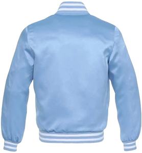 เสื้อแจ็คเก็ตเบสบอลแขนยาวปักโลโก้ตามสั่ง คุณภาพสูงสุด ดีไซน์เรียบง่าย สีแดง ผ้าซาตินโพลีเอสเตอร์ เสื้อแจ็คเก็ตวาร์ซิตี้ - Product Image 5