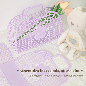 Cesta de Mano Plegable de Plástico Suave y Moderna para la Playa, Cesta de Almacenamiento, Cesta de Compras para Viajes <span class=keywords><strong>al</strong></span> Aire Libre, Picnics y Playa - Product Image 3