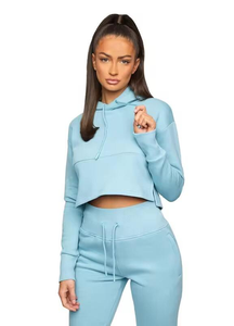Vente en gros de sweats à capuche courts pour femmes, personnalisables avec logo, en polaire à manches longues, style streetwear - Product Image 5