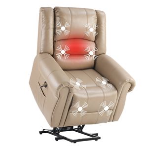 Poltrona Reclinabile Elettrica con Singolo Motore, Massaggio, Pelle Sintetica Traspirante, Porte USB Tipo-C Laterali, Comoda Poltrona Massaggiante - Product Image 1