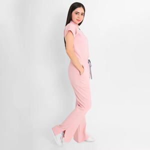 MANGOES FASHION Ensemble de tenue d'infirmière unisexe personnalisé en tricot extensible à col en V, hauts et pantalons décontractés, vêtements de travail pour soins infirmiers - Product Image 2