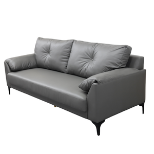 Sofá Esquinero Moderno de Cuero Sintético Gris con Dos Asientos, Respaldo Acolchado y Patas Metálicas Ecológicas para Sala de Estar - Product Image 3