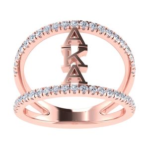 Anillo de doble banda en oro rosa para mujer, elegante joyería de moda, anillo de plata de ley con cristal, accesorio llamativo y elegante, regalo para uso diario - Product Image 6