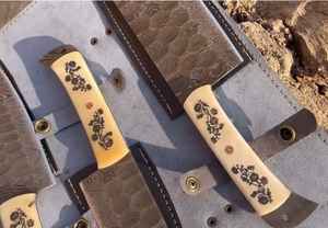 Ensemble de couteaux de chef professionnels en acier Damas faits main sur mesure, manche en os, vente en gros OEM, 5 pièces, qualité industrielle - Product Image 6