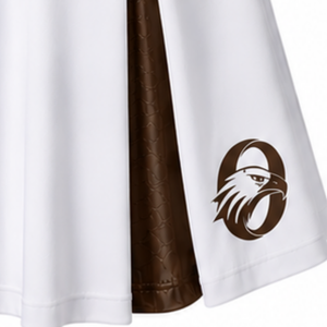 Ensemble d'uniforme de cheerleading sublimé blanc et marron sans manches, haut et jupe pour équipe sportive, tenue de sport pour entraînement, performance et compétition - Product Image 5