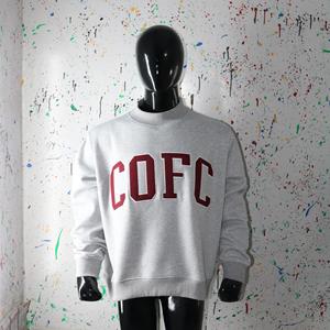 Sweat-shirt à col montant COFC ASH GREY 100% coton avec broderie appliquée marron, col large, URBAN PRODUCTIONS - Product Image 3