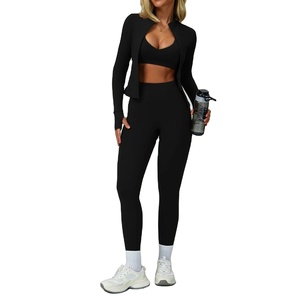 Ensemble de Yoga pour Femmes, Survêtement de Sport, Soutien-Gorge, Leggings, Shorts, Ensemble Gym, Fitness, Push Up, Vêtements d'Entraînement, 3 Pièces - Product Image 1