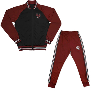 ชุดแจ็คเก็ตและกางเกงวอร์ม NCCU สำหรับผู้ชาย ปักโลโก้ สีแดงเลือดหมูและสีดำ ชุดลำลองสำหรับเล่นกีฬา ใส่ได้ในฤดูใบไม้ร่วง - Product Image 1