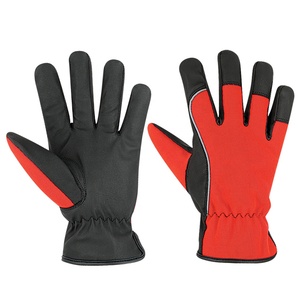 Gants de mécanicien haute performance en gros – Gants de sécurité thermiques en PU rouge-noir, longueur poignet, pour extérieur - Product Image 1