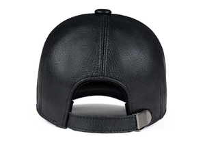Casquette plate en cuir véritable authentique, style britannique classique, casquette snapback en cuir véritable de qualité supérieure avec sangle réglable - Product Image 2