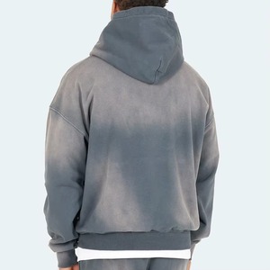 เสื้อฮู้ดดี้ผู้ชายแบบวินเทจ ผ้าฝ้ายแท้ 100% หนัก 380 กรัม คุณภาพสูง ตกแต่งลาย 3 มิติ แบบนูน  ฟอกสีซีดสไตล์วินเทจ สำหรับฤดูหนาว - Product Image 2