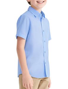 Chemises habillées boutonnées pour garçons 100% coton à manches courtes, uniforme scolaire primaire, chemise Oxford - Product Image 2
