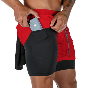 90% Polyester 10% Spandex Men's High Street Style <b>Mid</b> Waist Breathable Quick Dry Gym Running Beach Shorts with Pockets - Product Image 1
