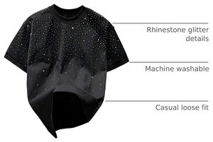 T-shirts pour hommes avec strass, col rond, manches courtes, décontractés, pour l'été - Product Image 4