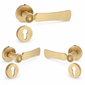 Manija de puerta decorativa mate estilo terracota antigua con acabado en oro rosa para puertas residenciales, comerciales, interiores y arquitectónicas - Product Image 1