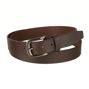 Brown Genuine Leather Pin <b>Buckle</b> <b>Belt</b> Solid Casual Men's Rectangular <b>Silver</b> <b>Buckle</b> Heavy Duty Fashion Style Jeans <b>Belt</b> - Product Image 4