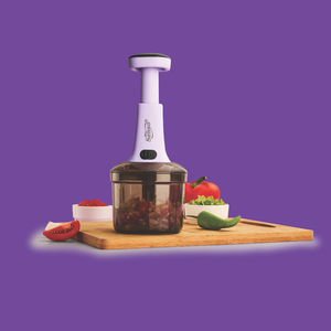 Compact manual food <b>chopper</b> with durable plastic body and sharp stainless steel blades for effortless <b>vegetable</b> and fruit - Product Image 4